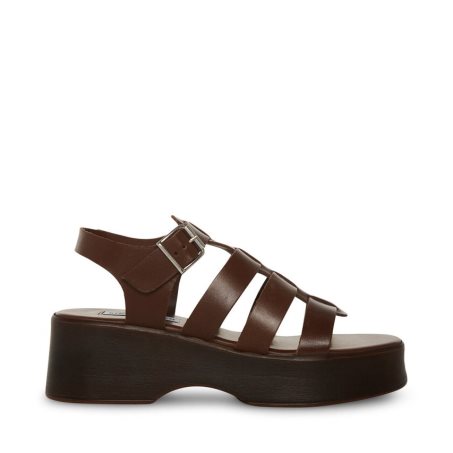 Sandalias de Plataforma Steve Madden Sarai Cuero Mujer Marrones Oscuro | ES EZ034E